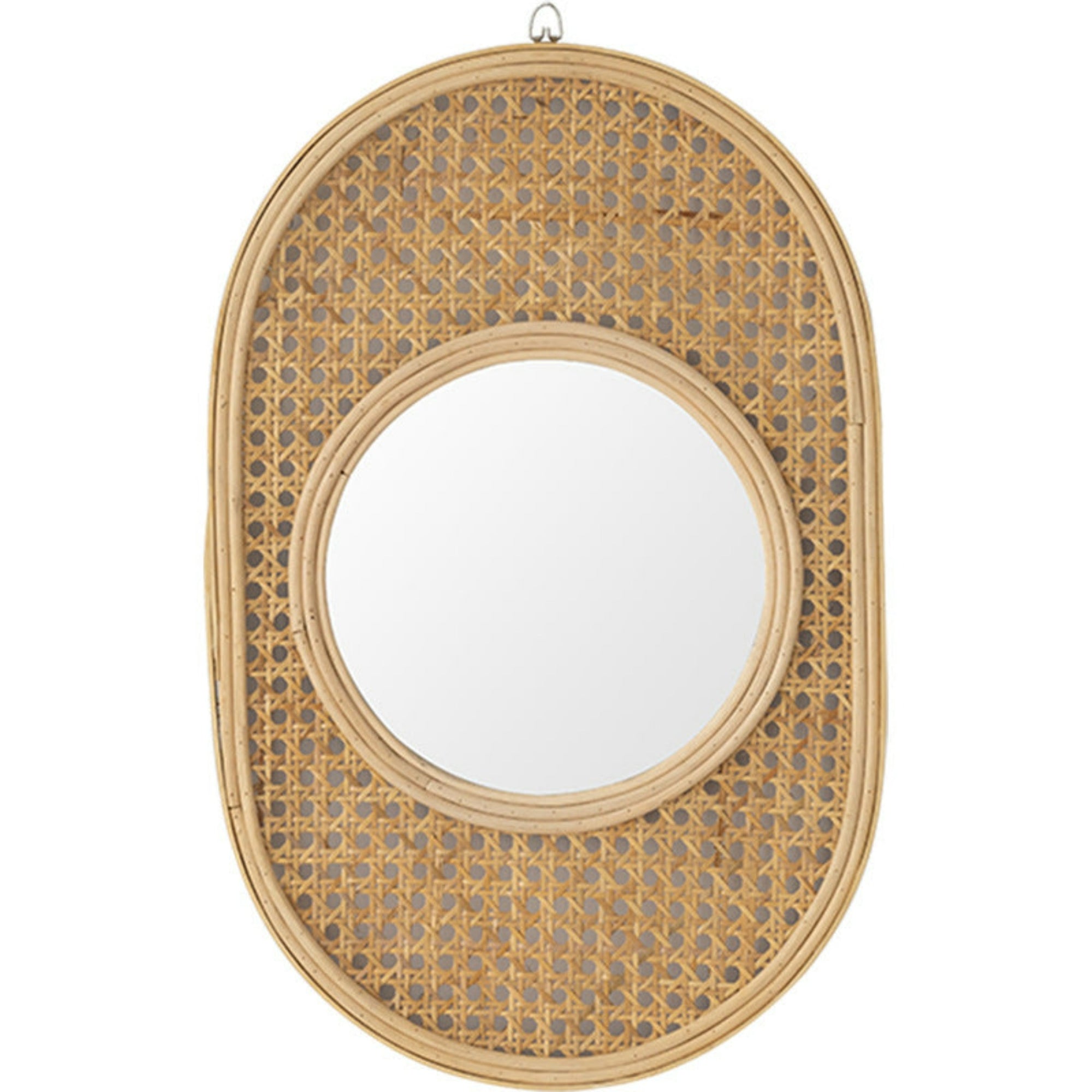miroir ovale en rotin