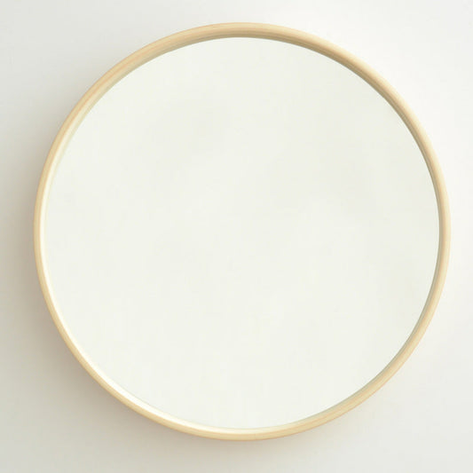 miroir rond contour bois