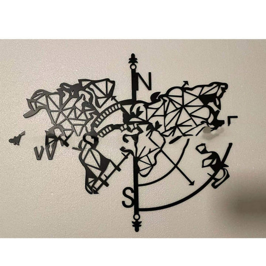 décor mural en métal noir rose des vents