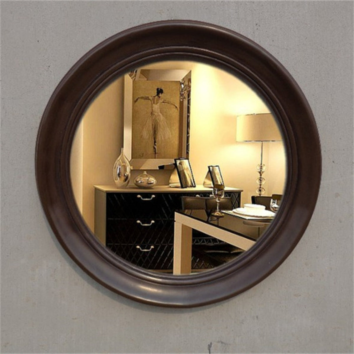 miroir rond marron