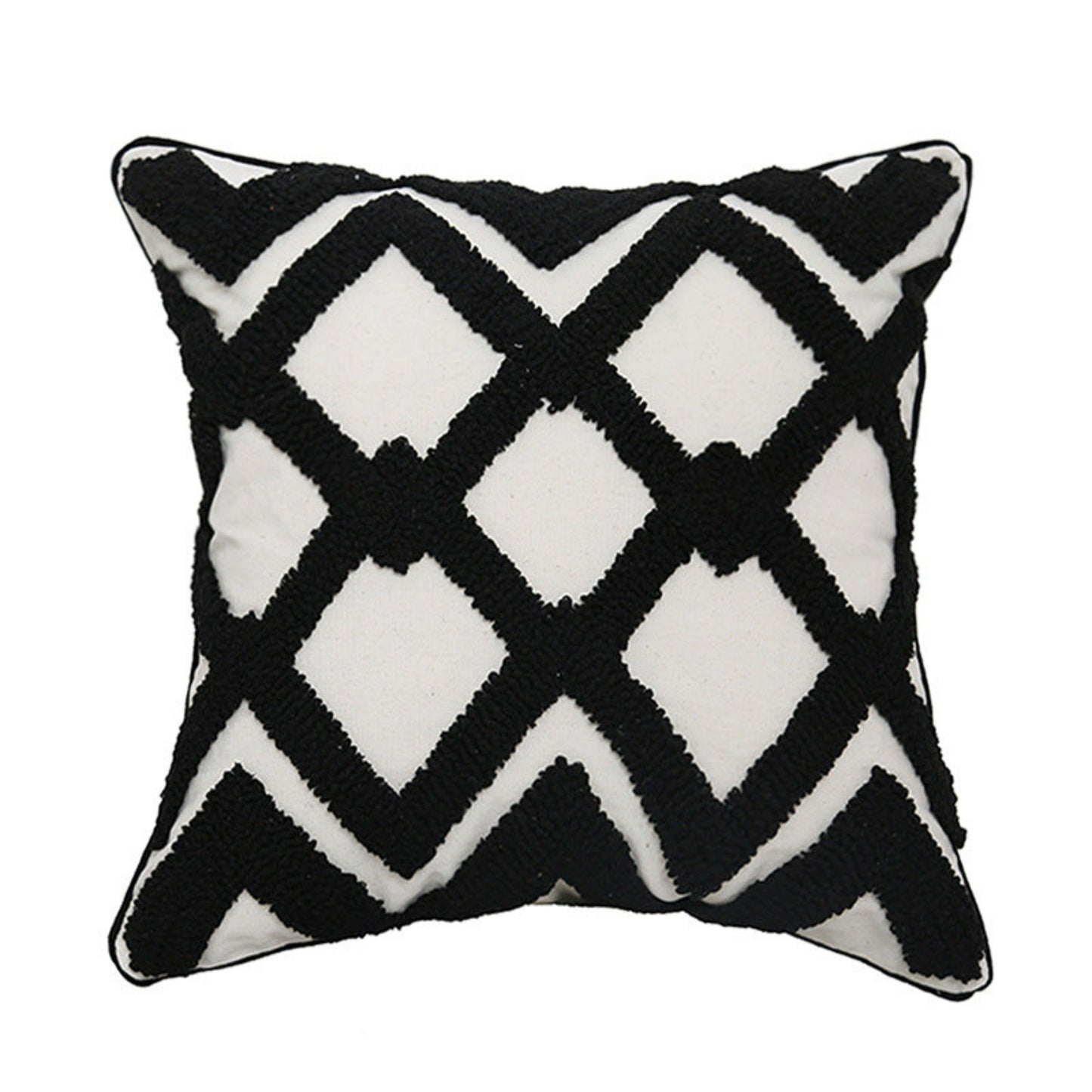 coussin quadrillé noir et blanc