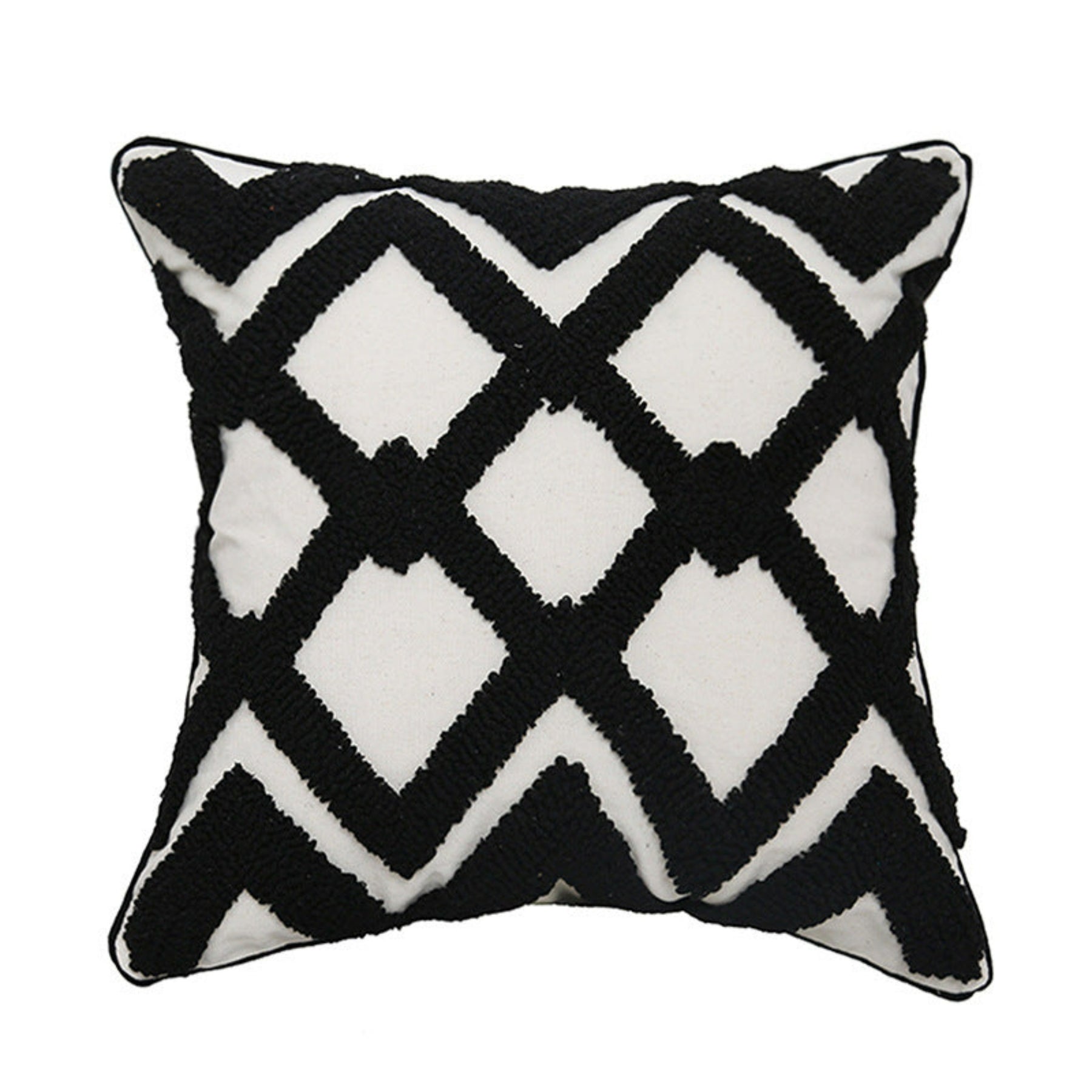 coussin quadrillé noir et blanc