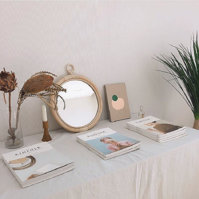 Miroir rond en rotin - Bambi