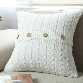 coussin laine blanc torsade