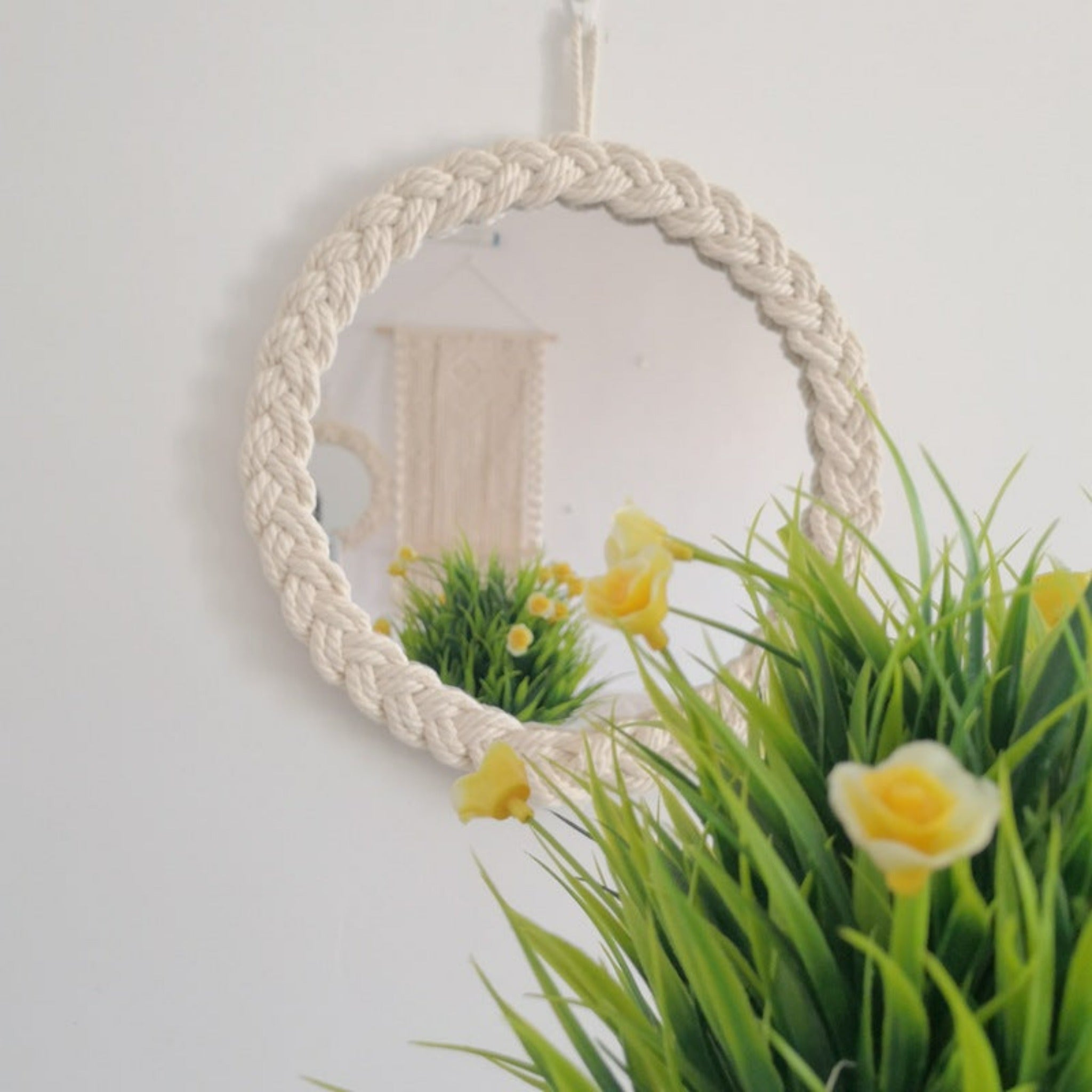 miroir rond en corde tressée