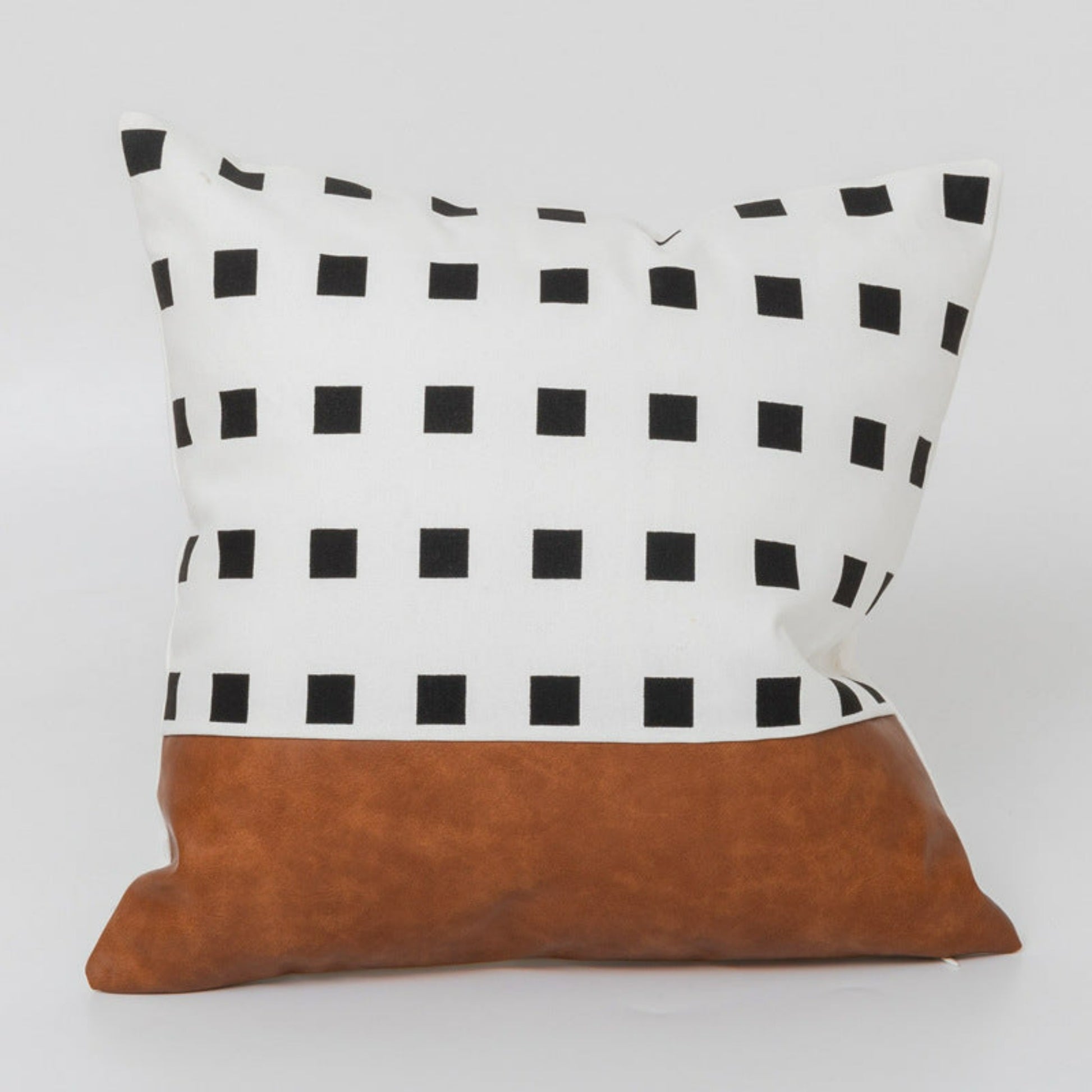 Coussin décoratif tissu et cuir