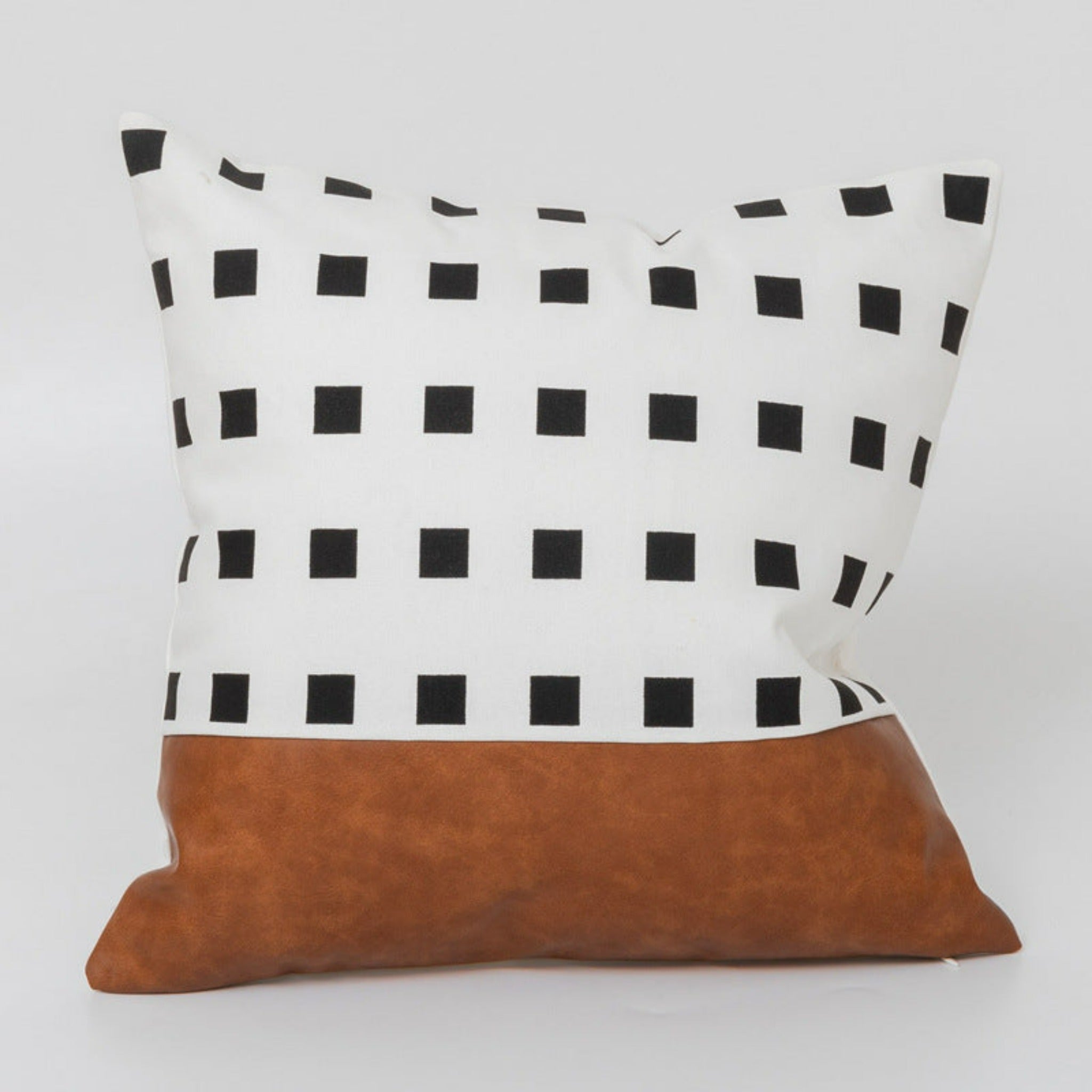 Coussin décoratif tissu et cuir