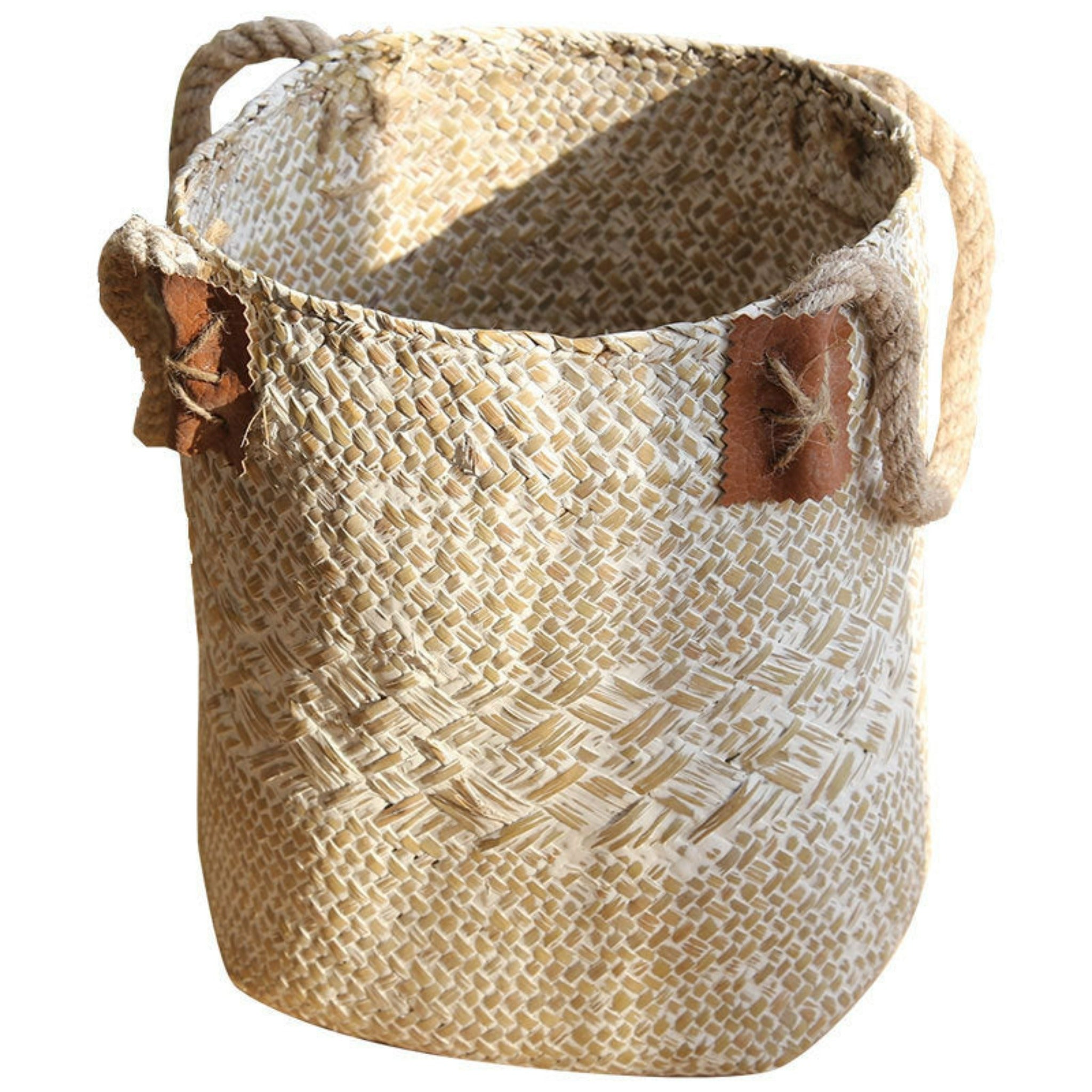 panier en jonc de mer blanc