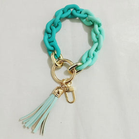 porte clés à maillons turquoise