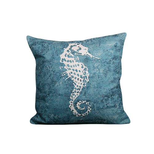 housse de coussin hippocampe bleu