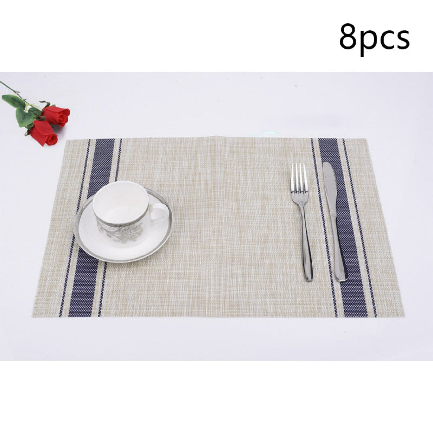 Ste de table Linen Bleu 8 pièces