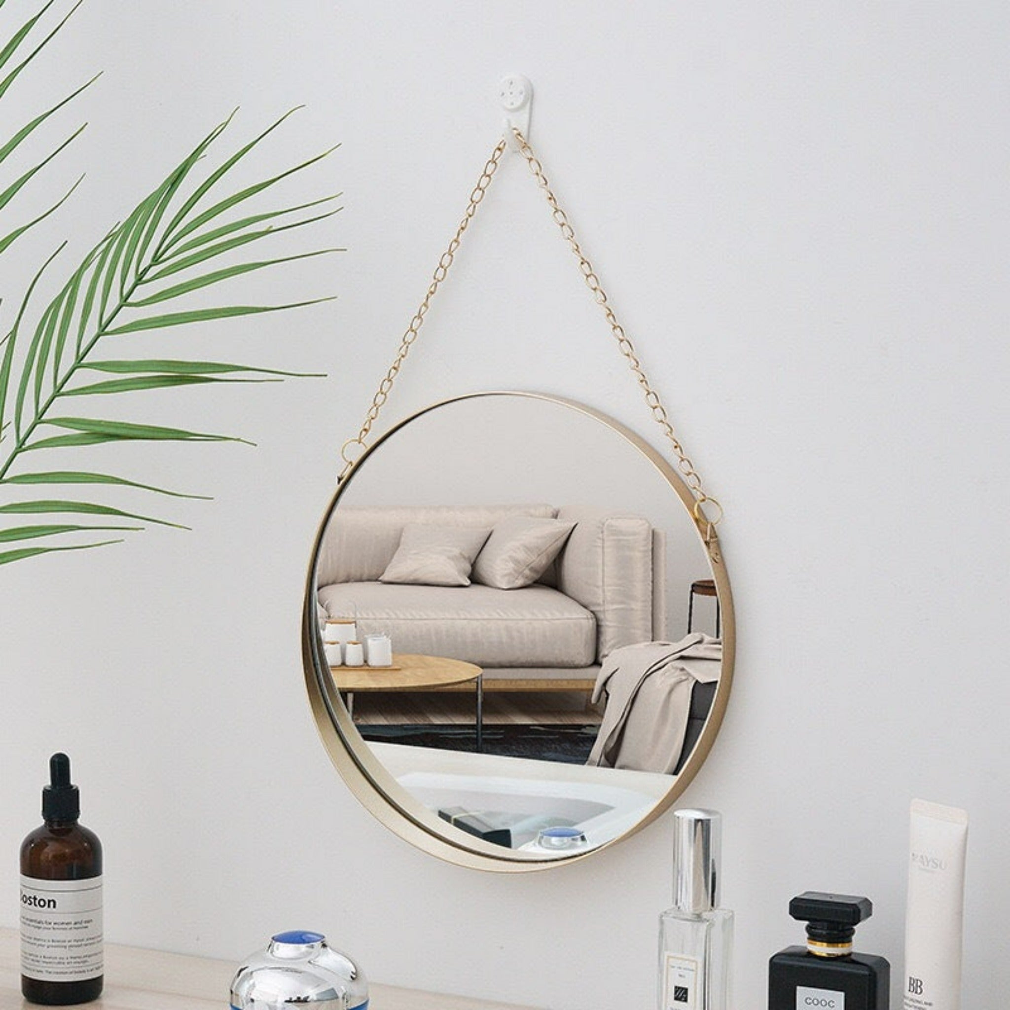 miroir décoratif rond en métal