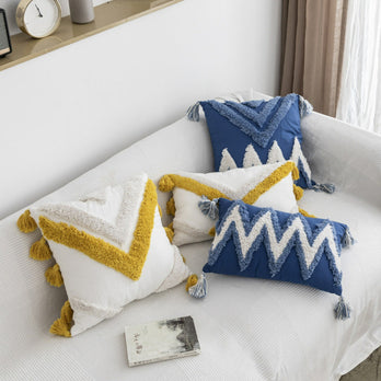 coussin jaune ou bleu