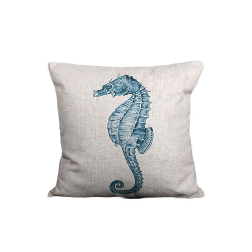 housse de coussin hippocampe blanc