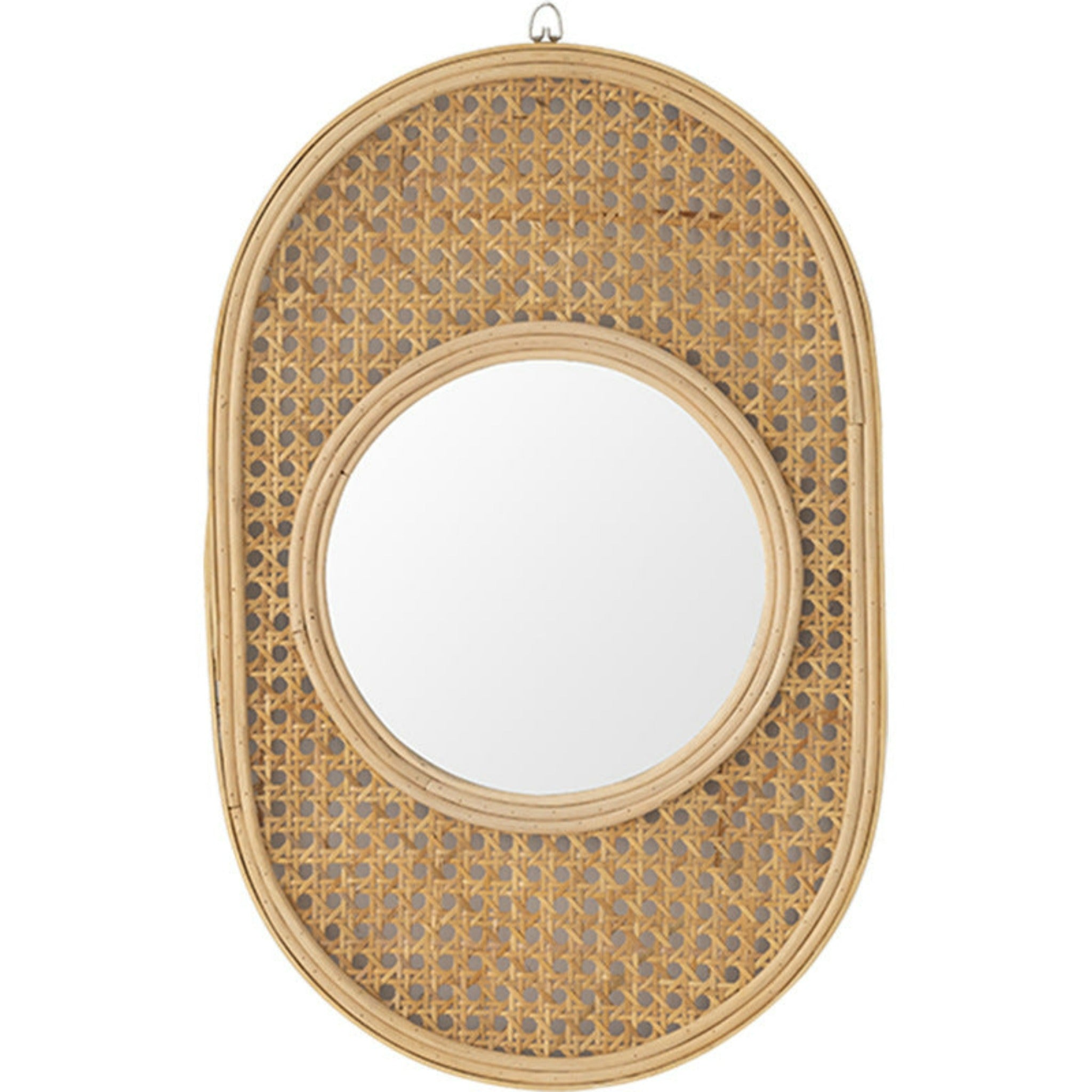 miroir ovale en rotin