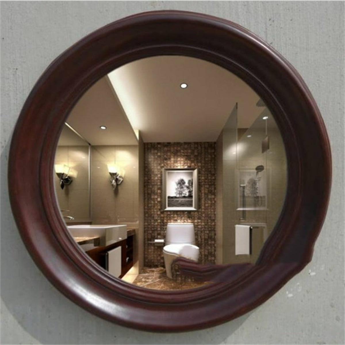 miroir rond Resy marron