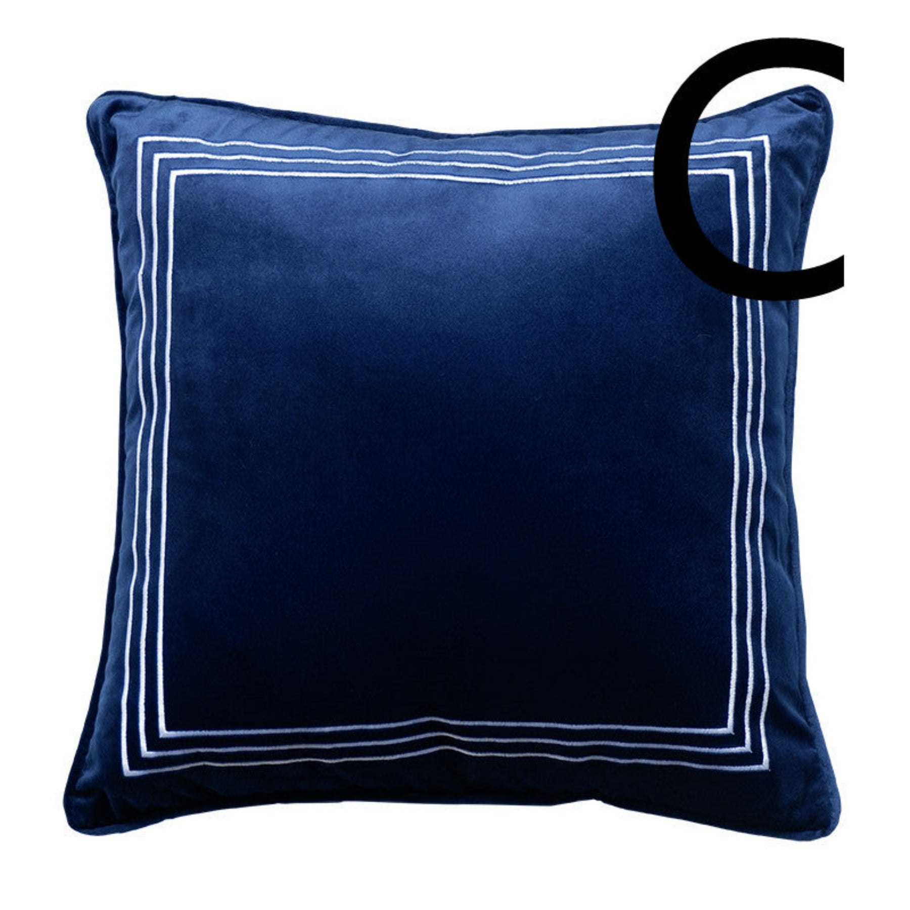 coussin chic bleu rayure balnche