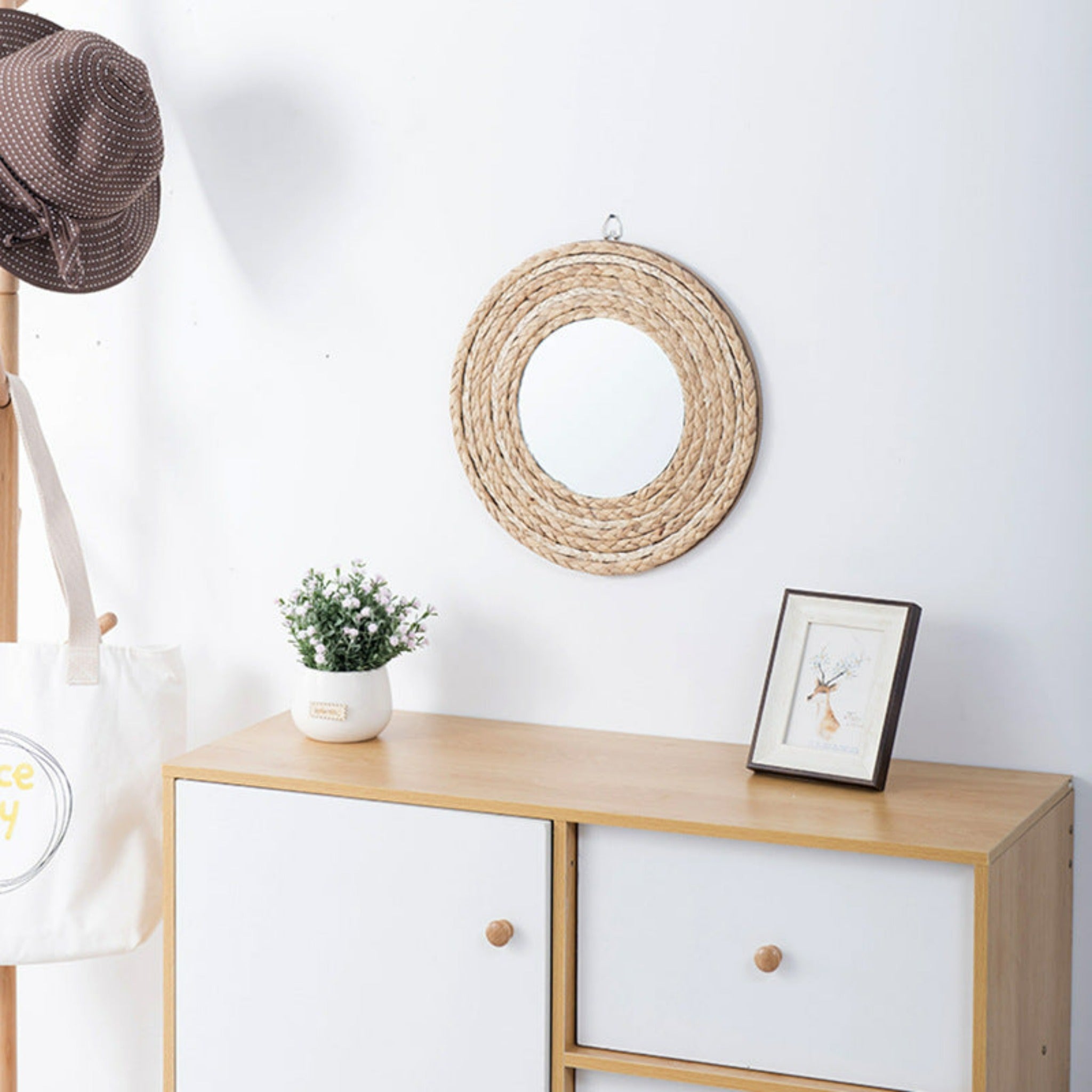 miroir rond en corde