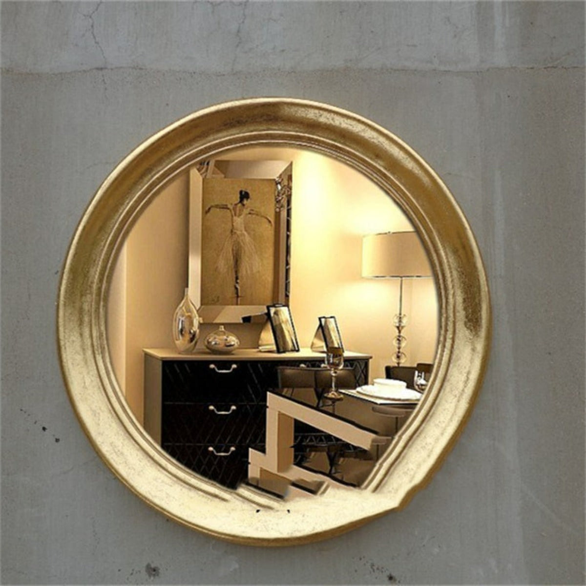 miroir rond doré