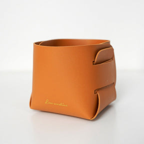 box de rangement cuir orange