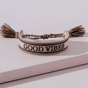 bracelet tissu a message good vibes