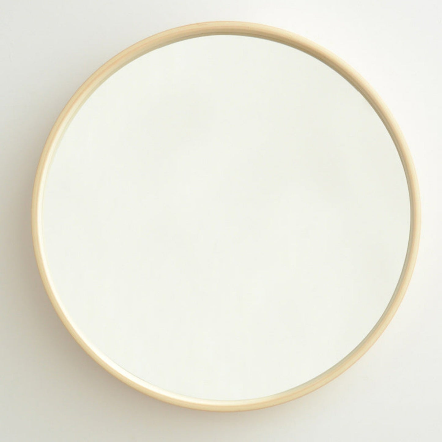 miroir rond contour bois
