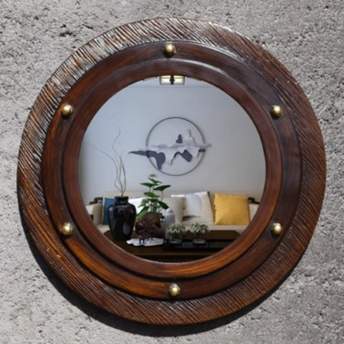 miroir en bois Hublot