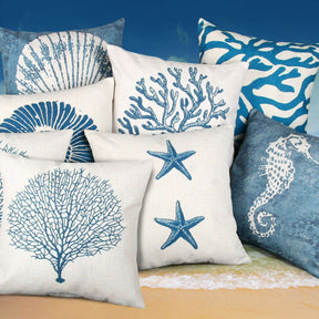 housse de coussin bleu Starfish