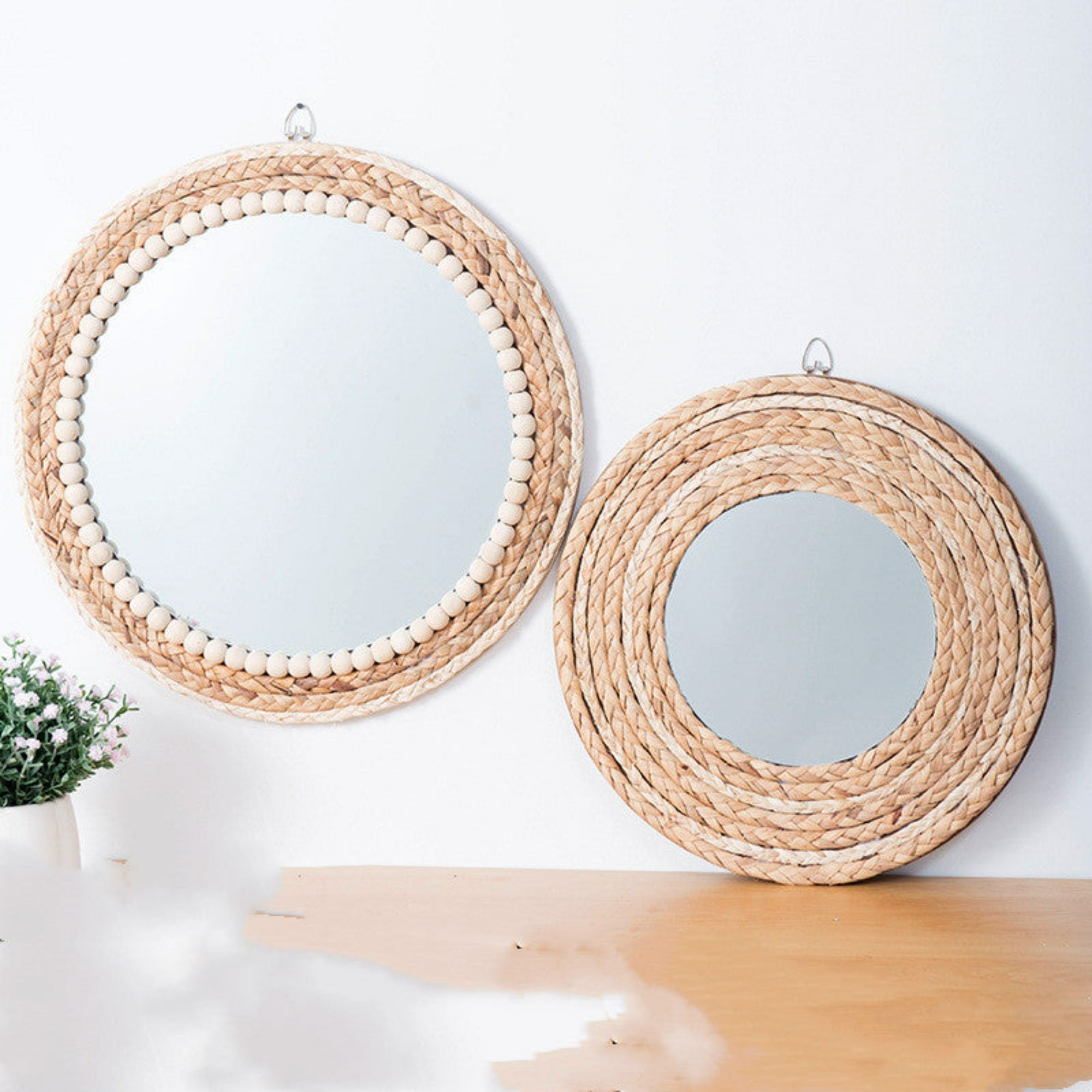 mirroir en corde et perle
