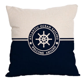 Housse de coussin bleu marine et crème - Ocean