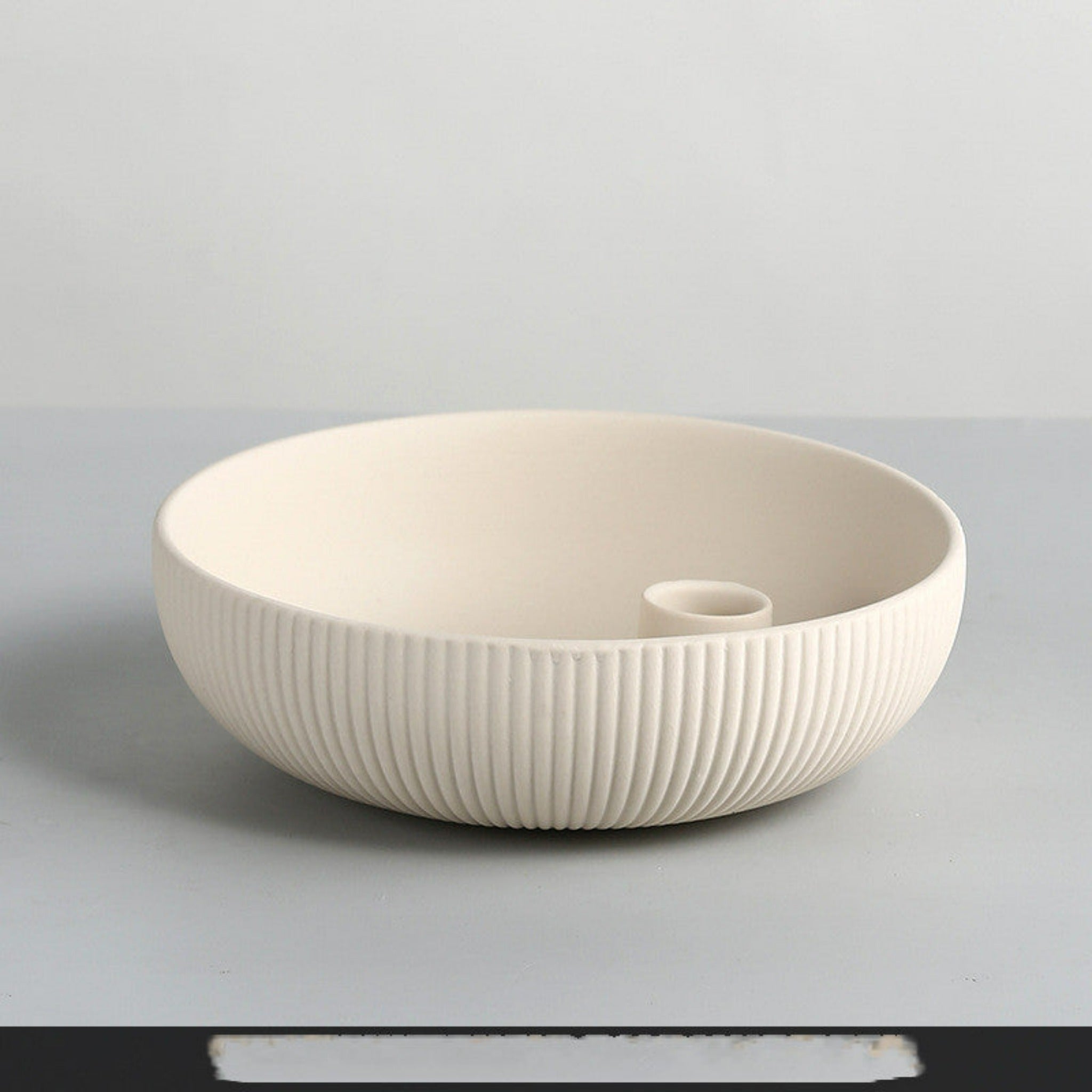 bougeoir en ceramique beige